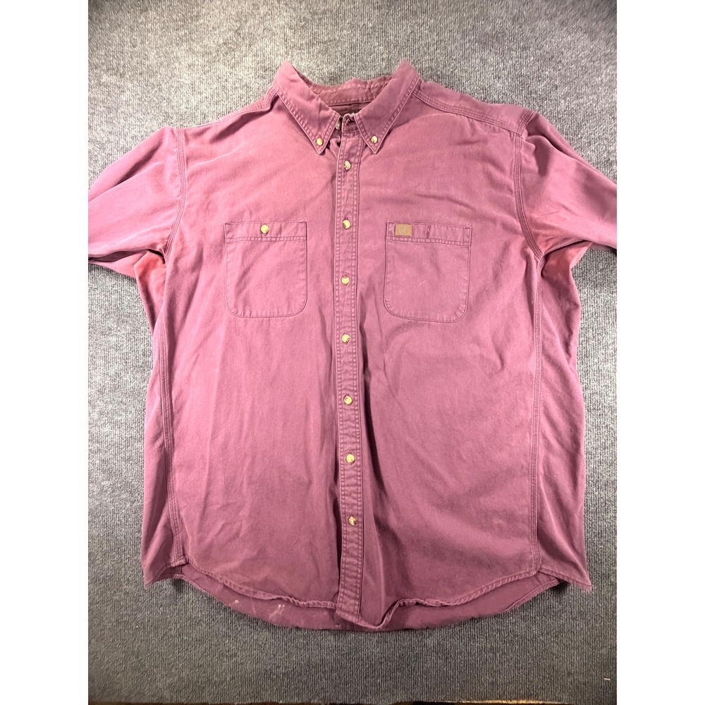 Wrangler RIGGS Workwear Mens 3XT Burgundy Cotton Button Down Utility WORK SHIRT